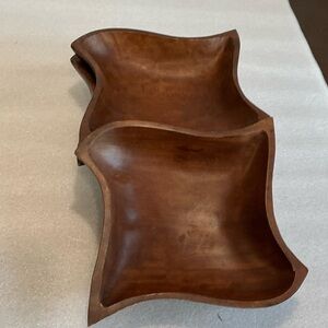 Mango Wood Curved Square Shaped Fruit Bowl 3 Pcs. NOS